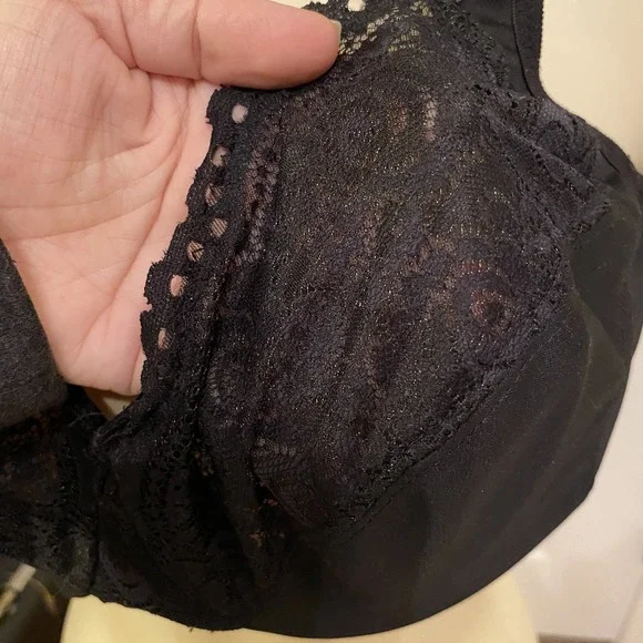 Glamorise RN 15564 BlackWonder Wire Lace Cup Underwired T Shirt Bra Size 36F EUC - Picture 3 of 15